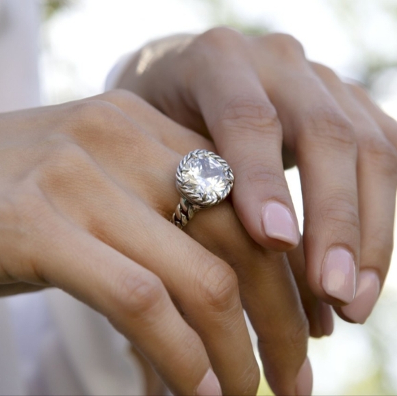 NEW Silpada Braided Brilliance Ring 0.925 Sterling Silver Cut CZ Bold Statement - Picture 4 of 14